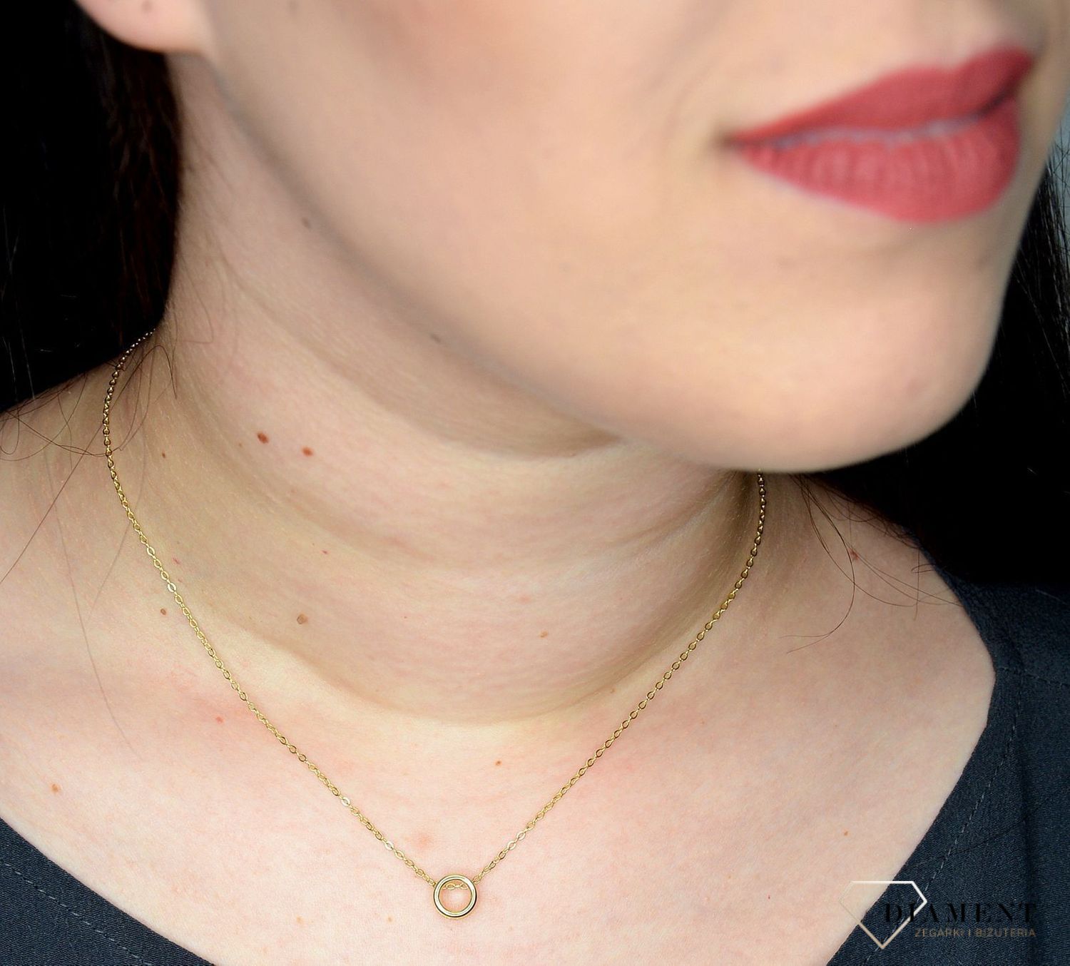 Srebrny naszyjnik pozłacany z okrągłą zawieszką JMAS0089GN45.jpg