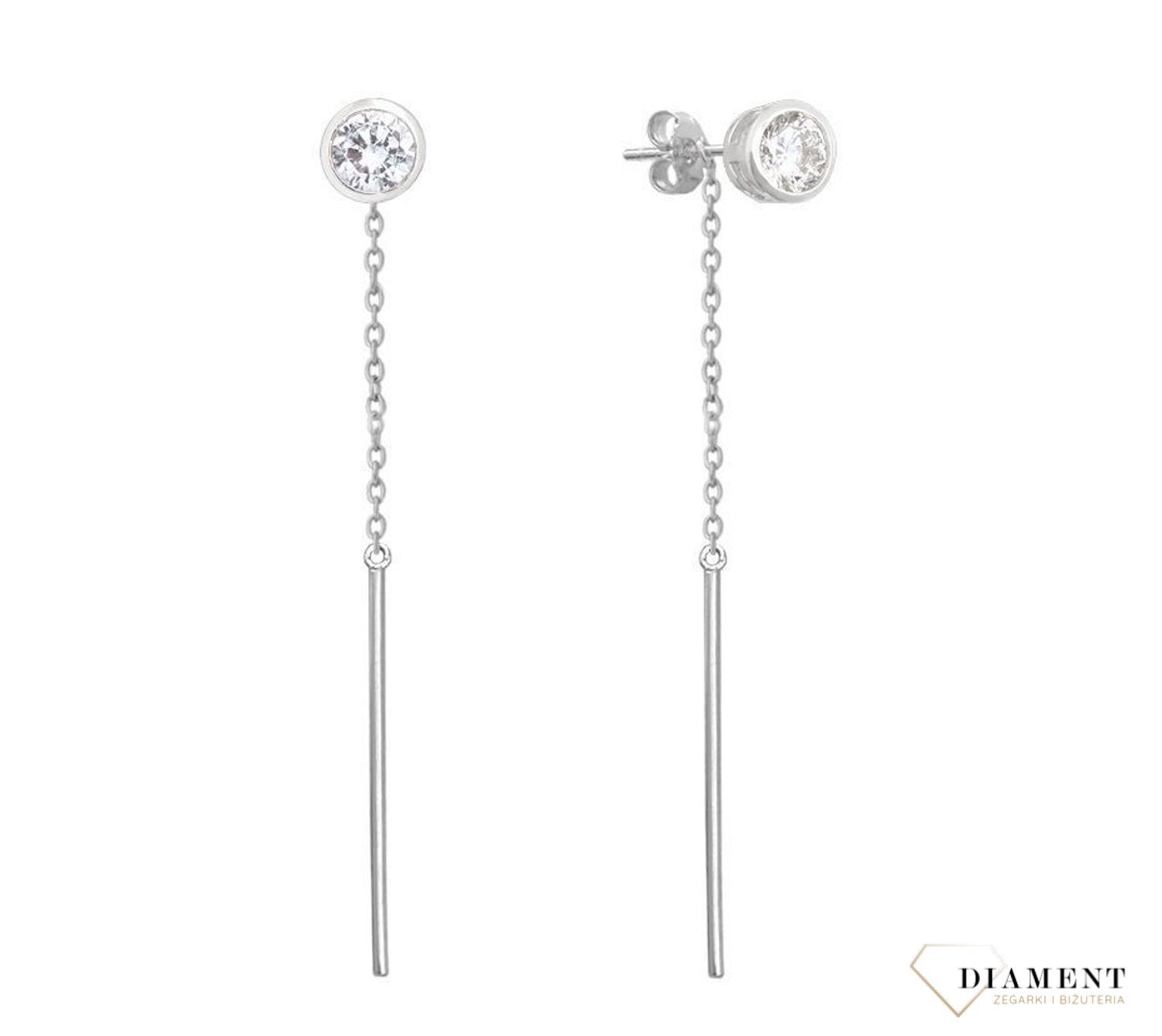 Srebrne kolczyki wiszące cyrkonie z łańcuszkiem JMAS0097SE00fdcxsv.jpg