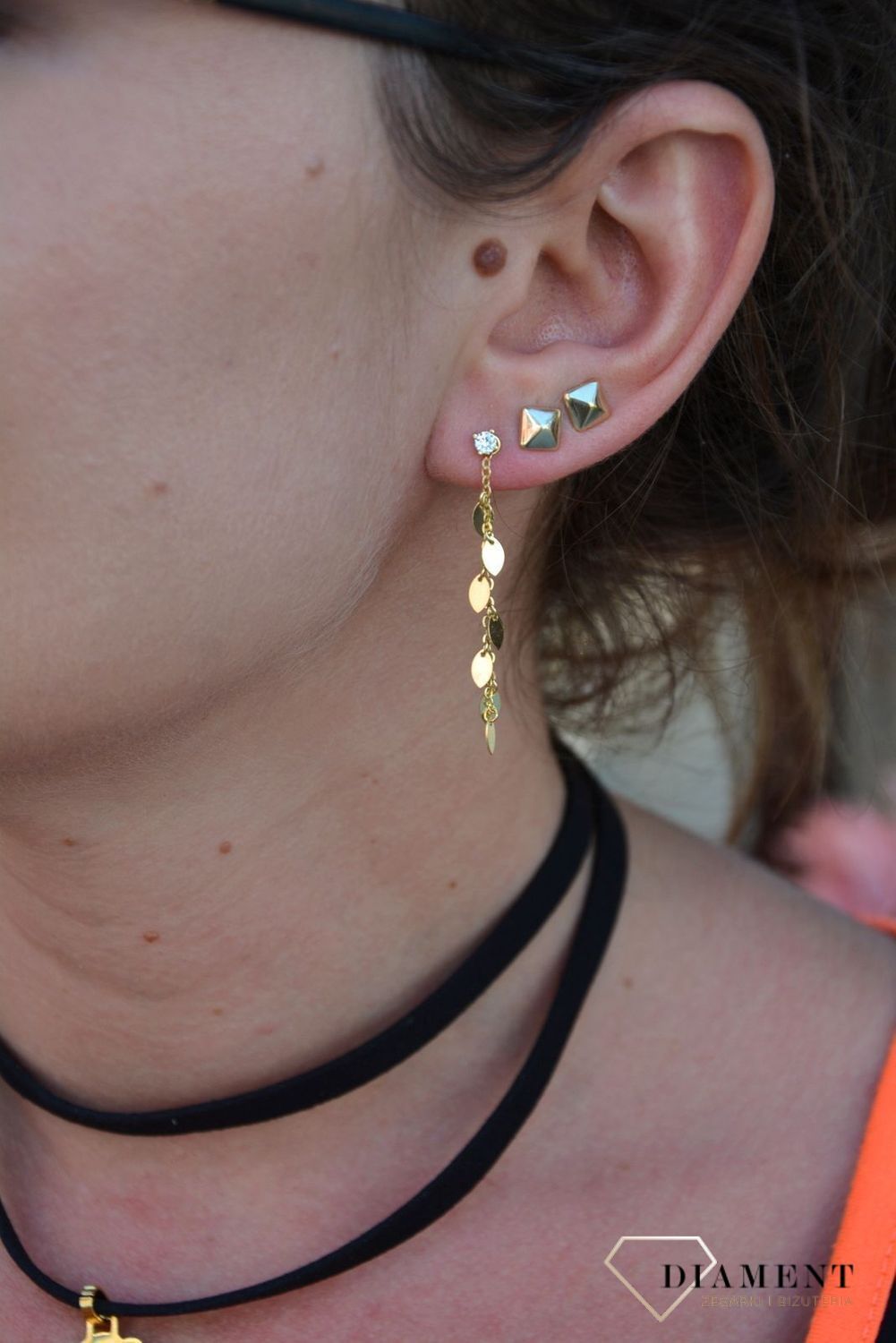 Srebrne kolczyki pozłacane wiszące łezki JMAS0112GE00.jpg