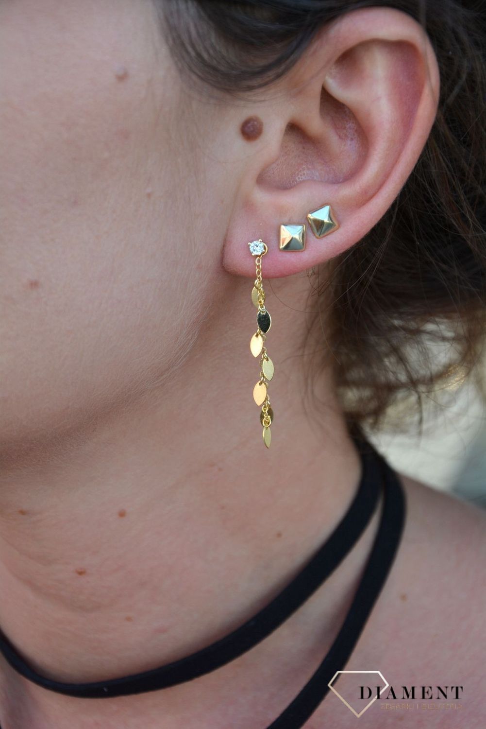 Srebrne kolczyki pozłacane wiszące łezki JMAS0112GE00.jpg