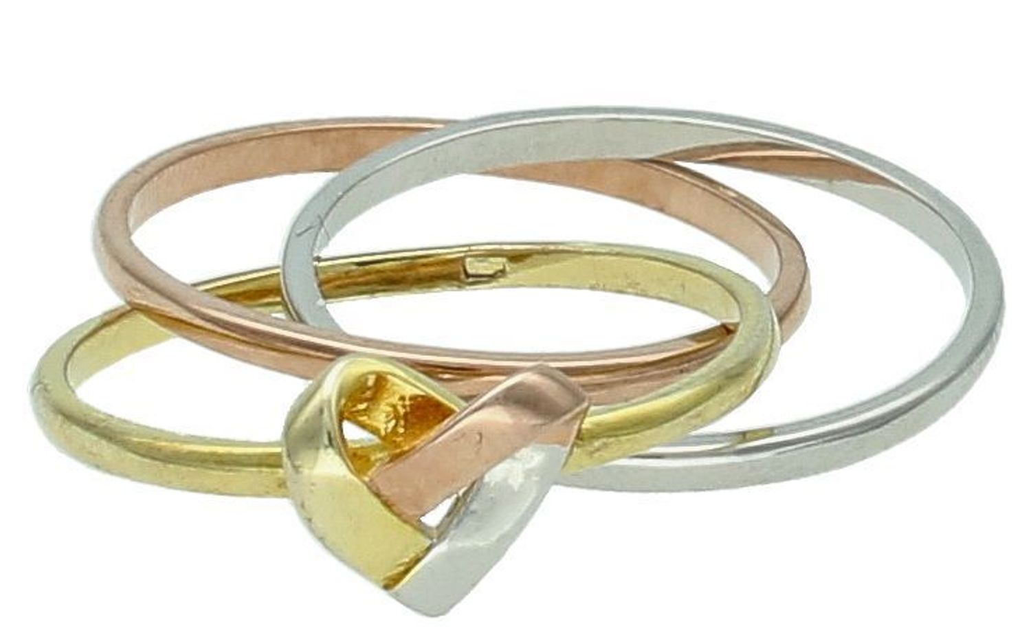 Pierścionek trzy obrączki srebro pozłacane próba 925, JMAS0124MR Srebrny pierścionek wykonany z najwyższej jakości srebra o prostej formie. Idealny pomysł na prezent dla każdej kobiety.  1.jpg