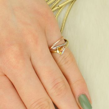 Srebrny pierścionek damski 925 trzy obrączki z sercem – pozłacany JMAS0124MR potrójny.jpg