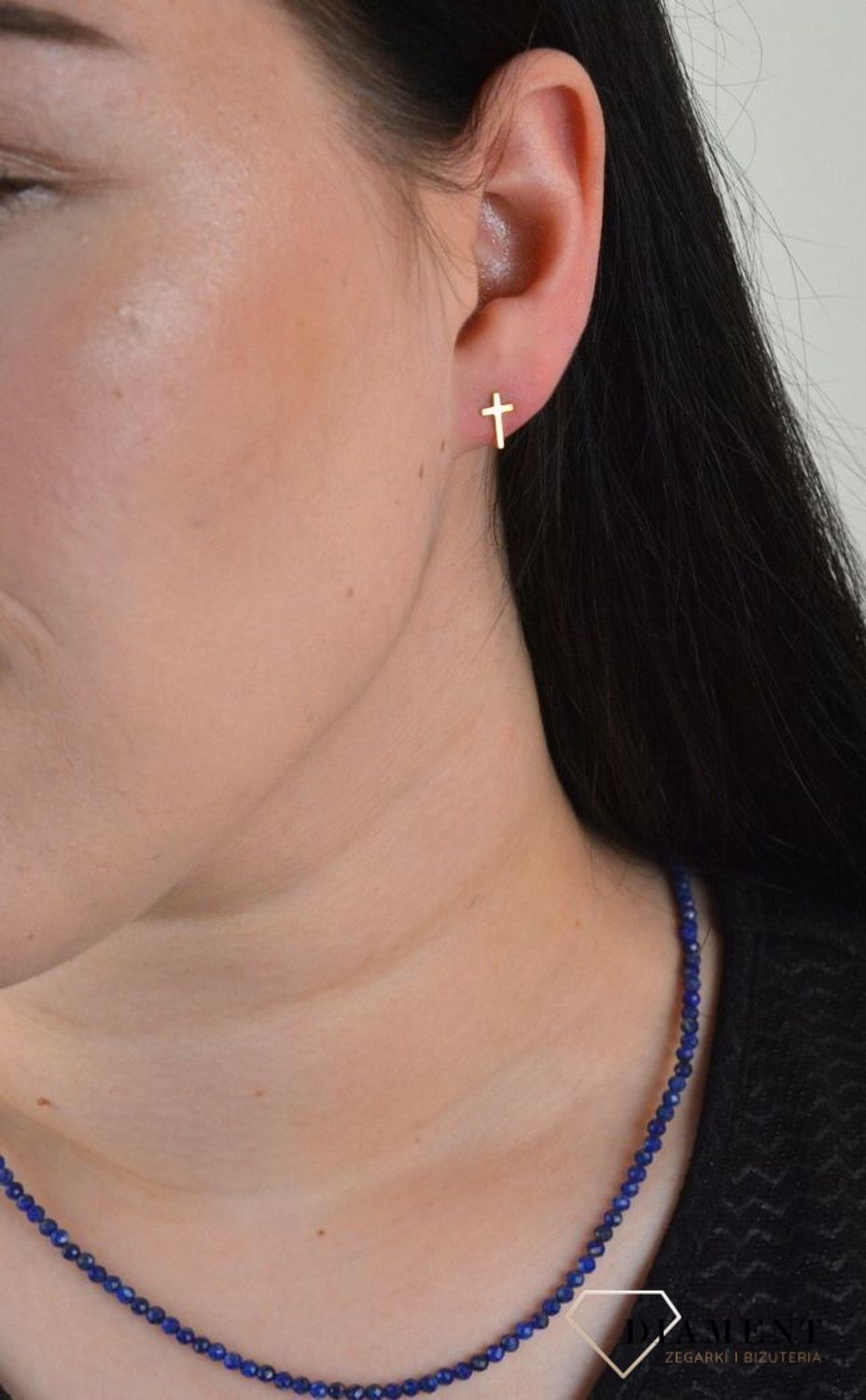 Srebrne kolczyki pozłacane krzyżyk złoty JMAS0129GE00.jpg