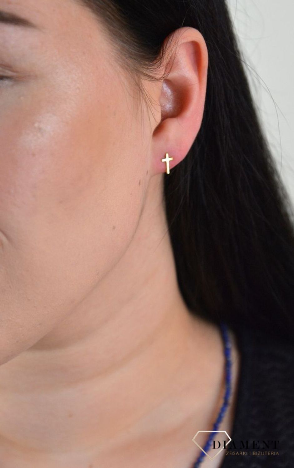 Srebrne kolczyki pozłacane krzyżyk złoty JMAS0129GE00.jpg