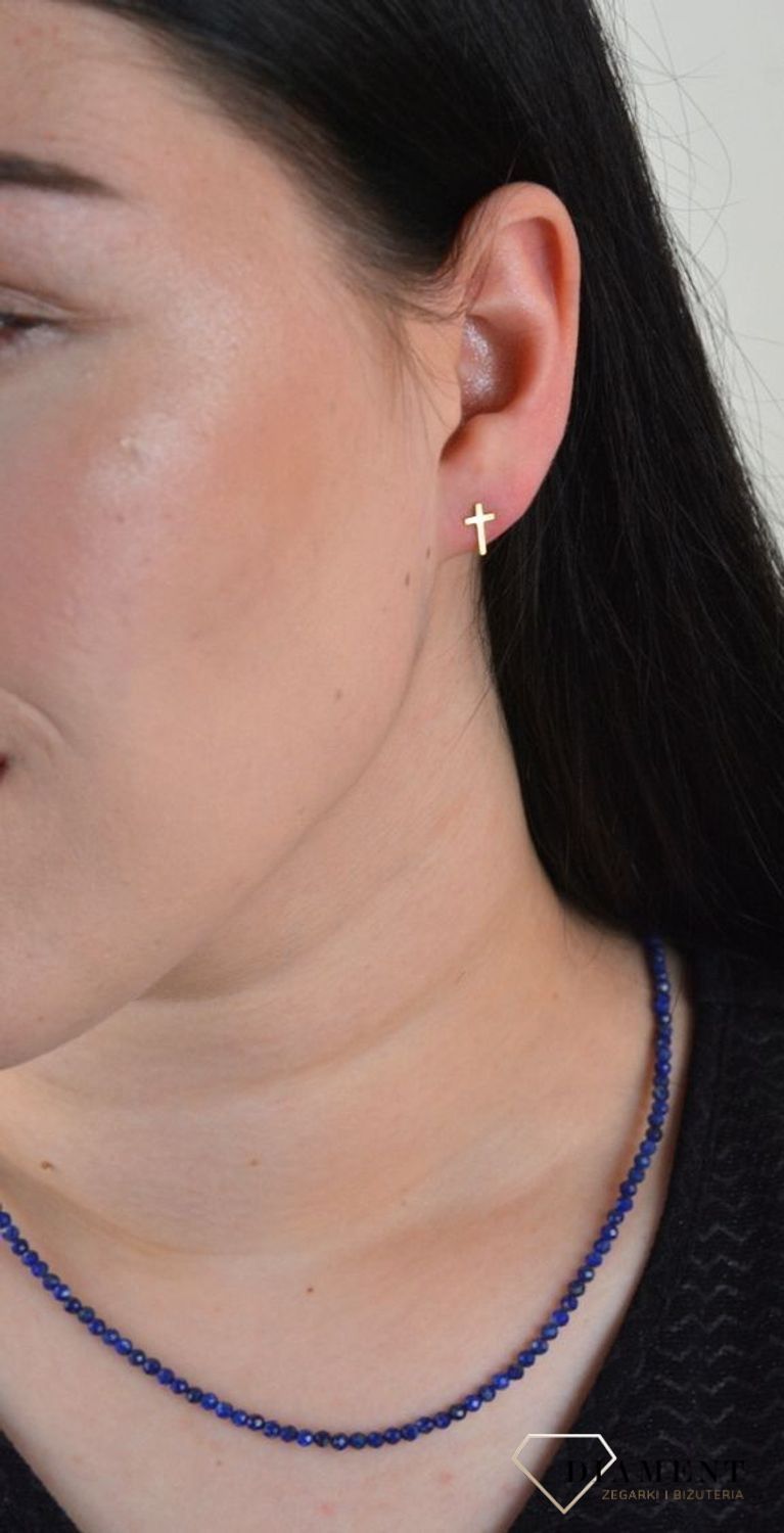 Srebrne kolczyki pozłacane krzyżyk złoty JMAS0129GE00.jpg