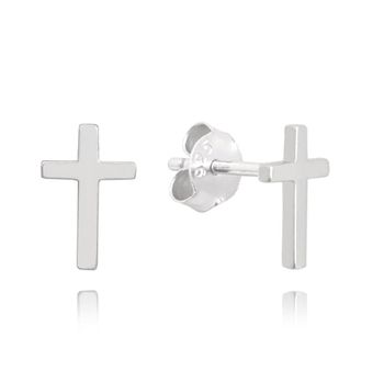 Srebrne kolczyki srebrny krzyżyk JMAS0129SE00. Modne kolczyki zapinane na wygodne zapięcie typu sztyft. Kolczyki zostały wykonane z najwyższej jakości srebra próby 925.jpg