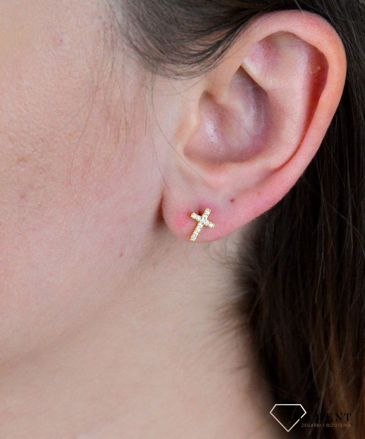 Srebrne kolczyki pozłacane krzyżyki z cyrkonią JMAS0130GE00.jpg