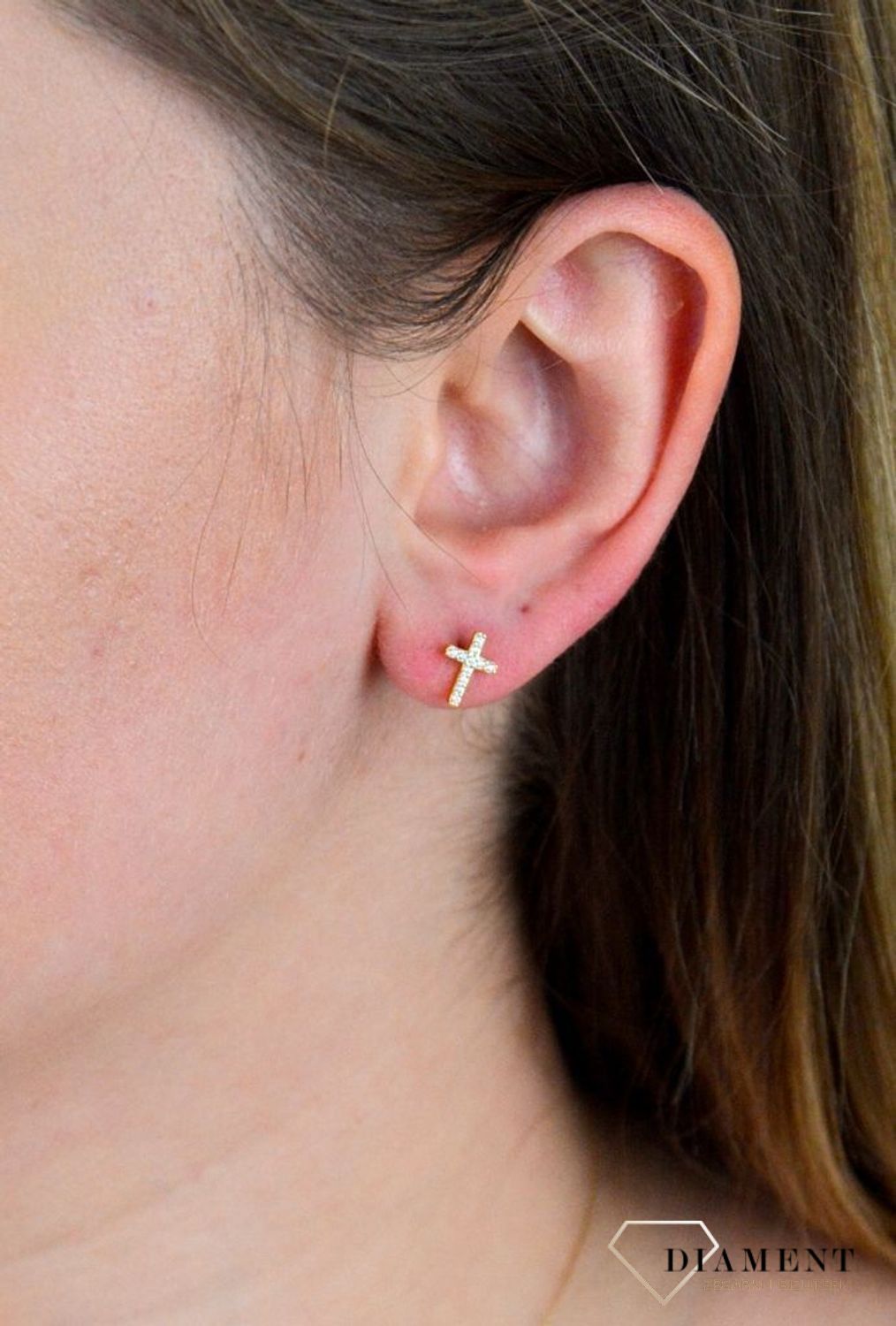 Srebrne kolczyki pozłacane krzyżyki z cyrkonią JMAS0130GE00.jpg