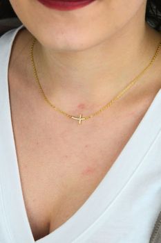 Damski pozłacany naszyjnik ✝️ z krzyżykiem i cyrkoniami AG 925 💎 46 cm  JMAS0130GN45💛 (1).jpg