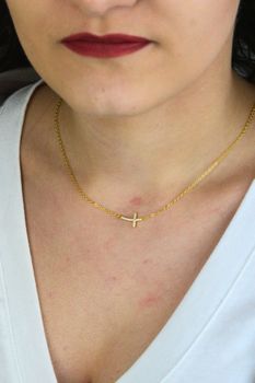 Damski pozłacany naszyjnik ✝️ z krzyżykiem i cyrkoniami AG 925 💎 46 cm  JMAS0130GN45💛 (2).jpg