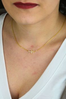 Damski pozłacany naszyjnik ✝️ z krzyżykiem i cyrkoniami AG 925 💎 46 cm  JMAS0130GN45💛 (4).jpg