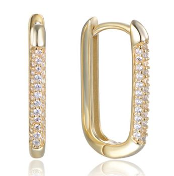 Pozłacane kolczyki MINET z srebra próby 925 i 14K złotem, owalne, wysadzane cyrkoniami. Elegancka, nowoczesna biżuteria damska, waga 4,10 g, idealna na prezent.1.jpg