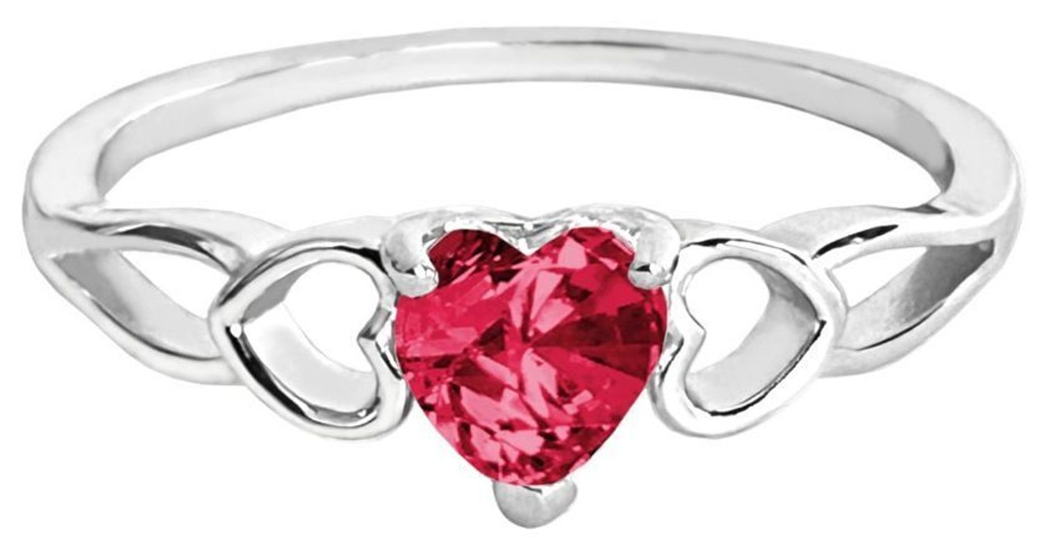 Elegancki pierścień MINET z motywem serca zdobiony czerwonymi cyrkoniami, wykonany z rodowanego srebra próby 925. Idealny dla miłośniczek delikatnej biżuterii1.jpg