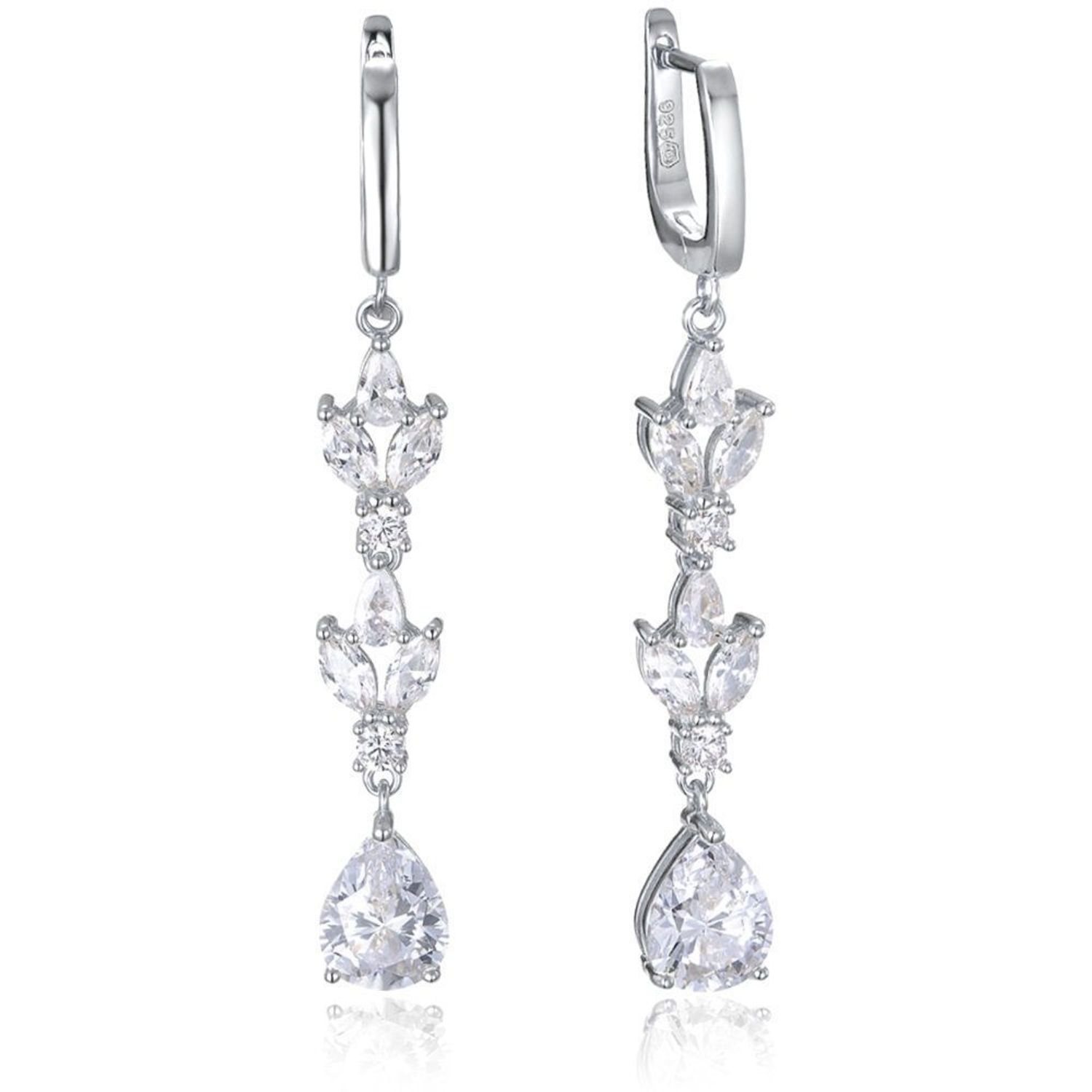 Srebrne kolczyki damskie 925 wiszące listki z cyrkoniami JMAS0213SE00.  Srebrne kolczyki damskie. Kolczyki srebrne wiszące z cyrkoniami. Srebrne kolczyki wiszące bogate cyrkonie. Srebrne kolczyki idealne na prezent..jpg