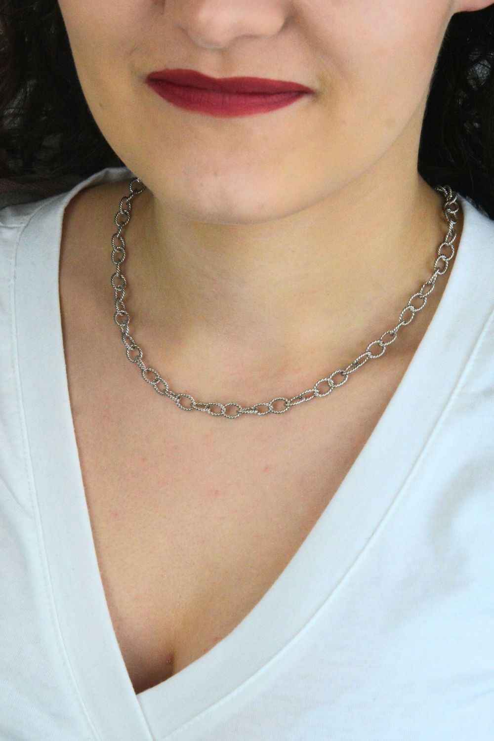 Damski srebrny naszyjnik MINET 925 rodowany 45 cm – elegancki łańcuszek.jpg