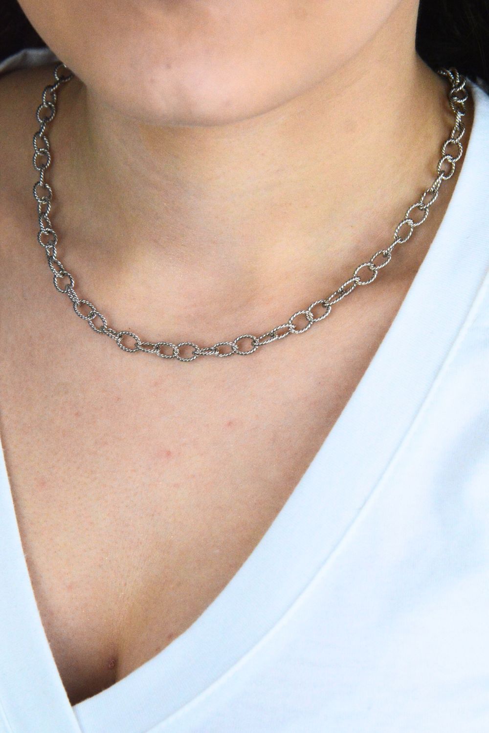 Damski srebrny naszyjnik MINET 925 rodowany 45 cm – elegancki łańcuszek.jpg