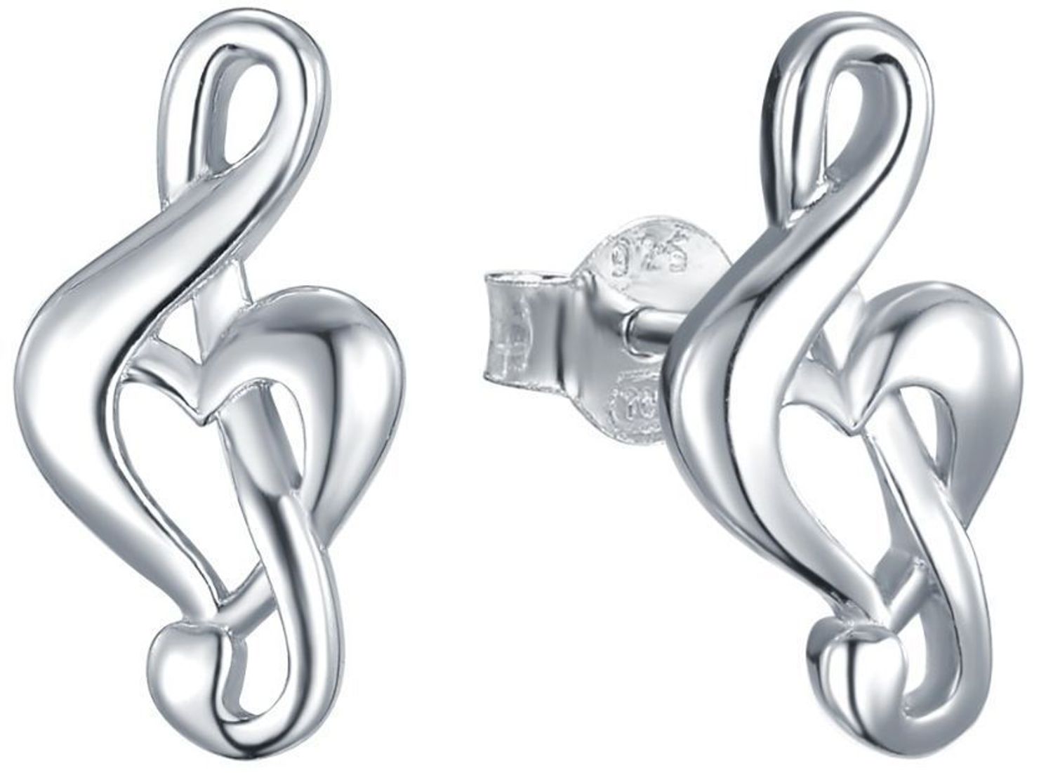 Srebrne kolczyki MINET w kształcie klucza wiolinowego. Delikatny, muzyczny motyw z rodowanego srebra próby Ag 925. Model JMAS0254SE00 – idealne na co dzień i na prezent.1.jpg