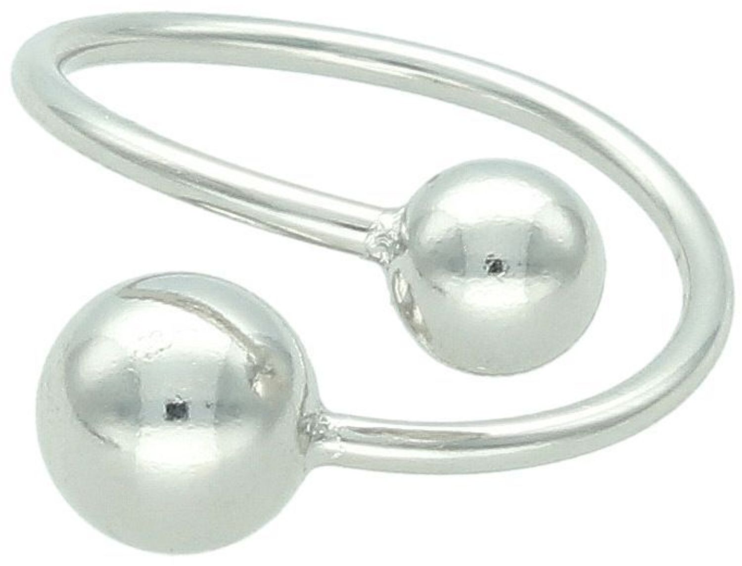 Nowoczesny srebrny pierścionek JMAS0263SR z dwiema kulkami 6 i 8 mm. Wykonany ze srebra próby 925. Waga 2,45 g. Stylowa i subtelna biżuteria.1.jpg