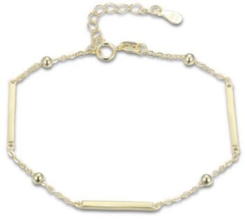 Pozłacana bransoletka damska MINET ze srebra próby 925, ozdobiona prętami i kulkami. Trwałe złocenie 14K z e-coating, elegancki styl na każdą okazję.1.jpg