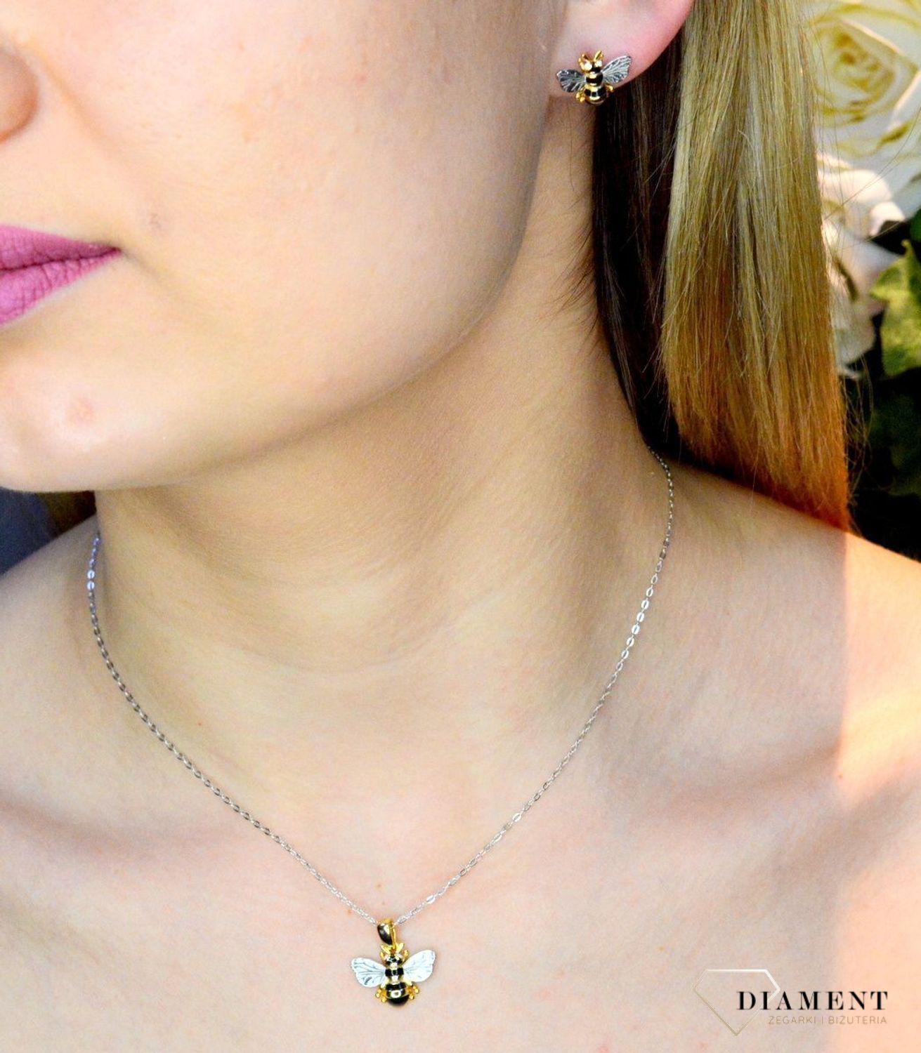 Srebrne kolczyki pszczółki pozłacane wkrętki JMAS5056GE00.jpg