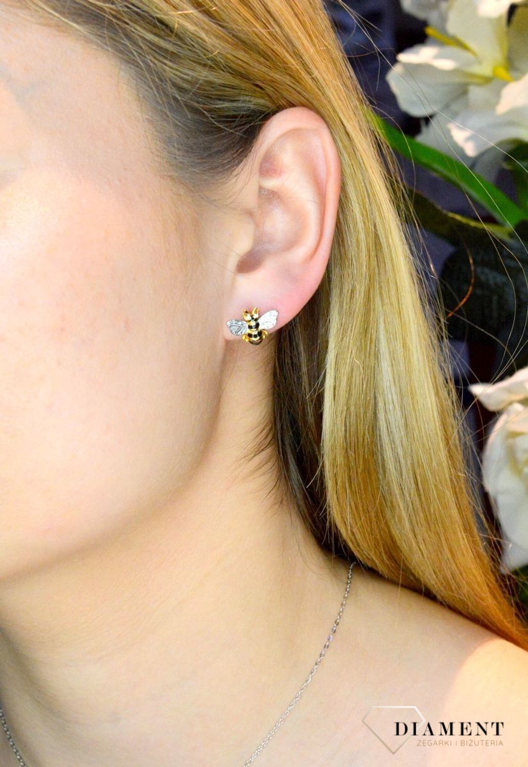 Srebrne kolczyki pszczółki pozłacane wkrętki JMAS5056GE00.jpg