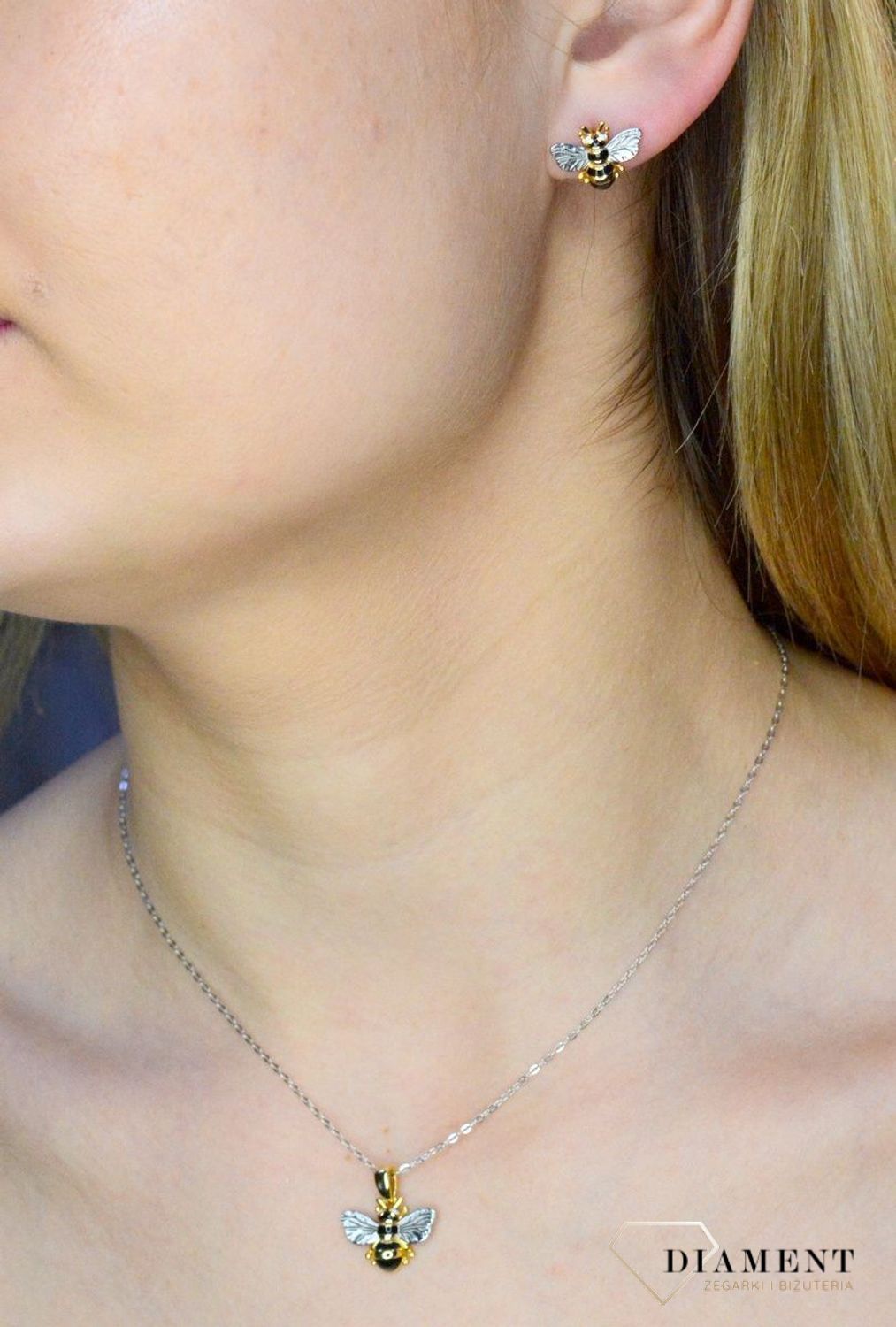 Srebrne kolczyki pszczółki pozłacane wkrętki JMAS5056GE00.jpg