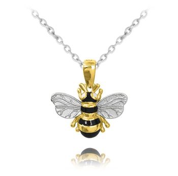 Srebrny naszyjnik pszczółka w pozłoceniu JMAS5056GN45. Naszyjnik został wykonany z najwyższej jakości srebra próby 925. Urocza zawieszka w kształcie pięknej pszczółki. Naszyjnik srebrny dla dziewczynki pszczółka, naszyjniki srebrne dziecięce.jpg