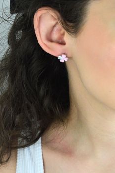 Kolczyki dziecięce srebrne JMAS5065PE00 – koniczynki z różową emalią, próba 925 🍀df.jpg