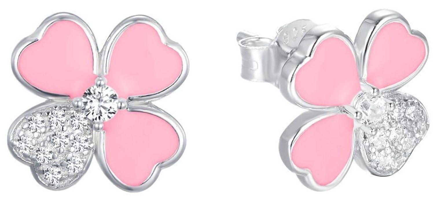 Urocze kolczyki dziecięce srebrne 🍀 JMAS5065PE00 w kształcie koniczynek z różową emalią. Srebro próby 925, zapięcie na sztyft, wielkość 1,0 cm, waga 1,90 g. Idealne dla dziewczynki!1.jpg