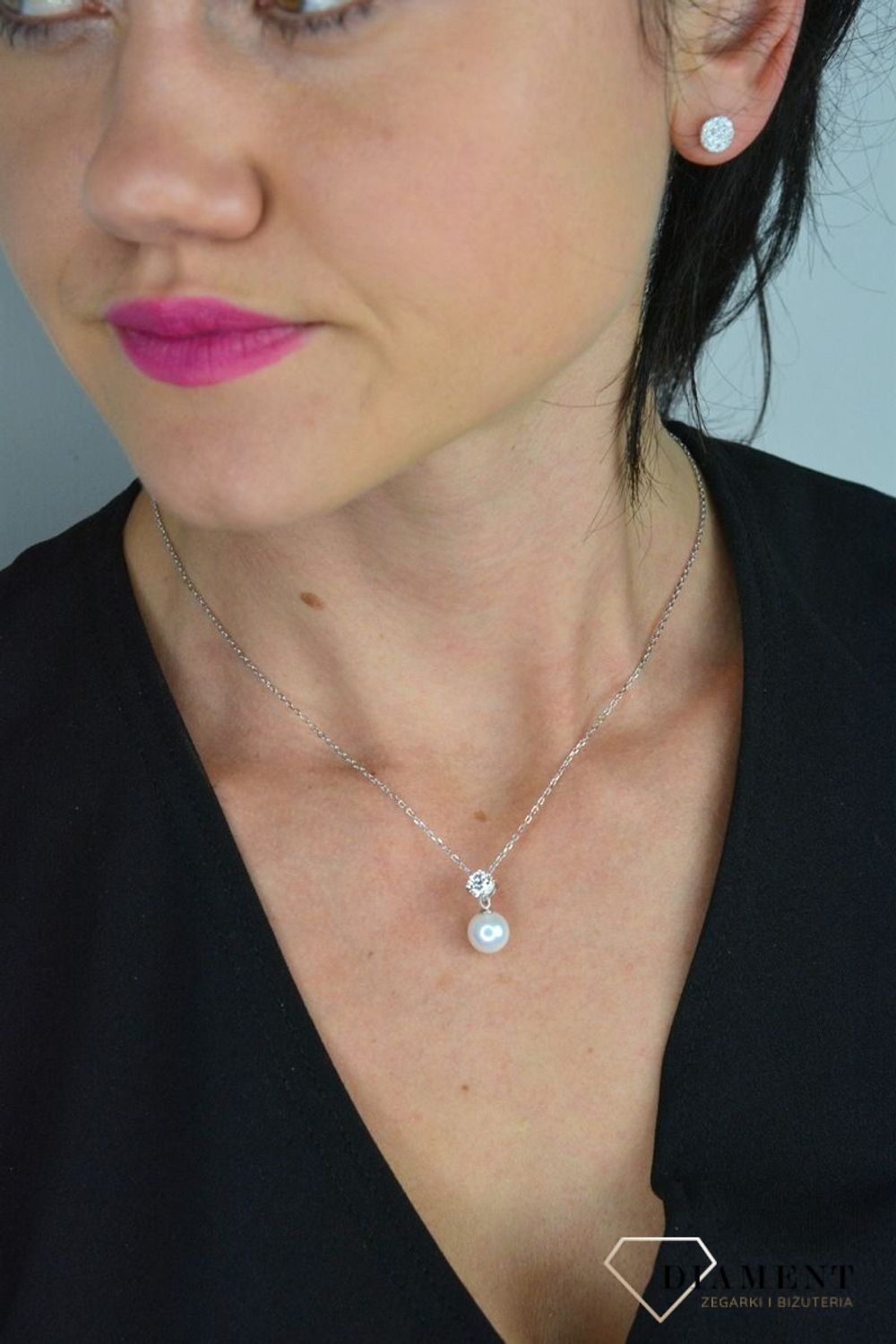 Naszyjnik srebrny biała perła z cyrkonią JMAS7003SN45.jpg
