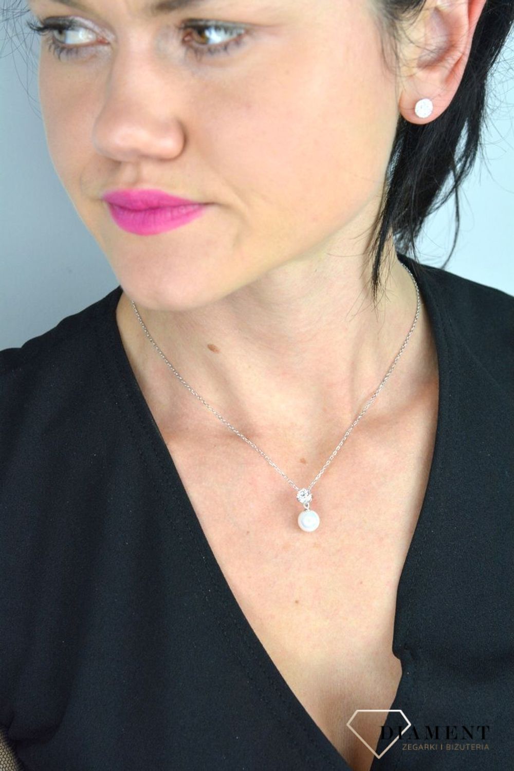 Naszyjnik srebrny biała perła z cyrkonią JMAS7003SN45.jpg