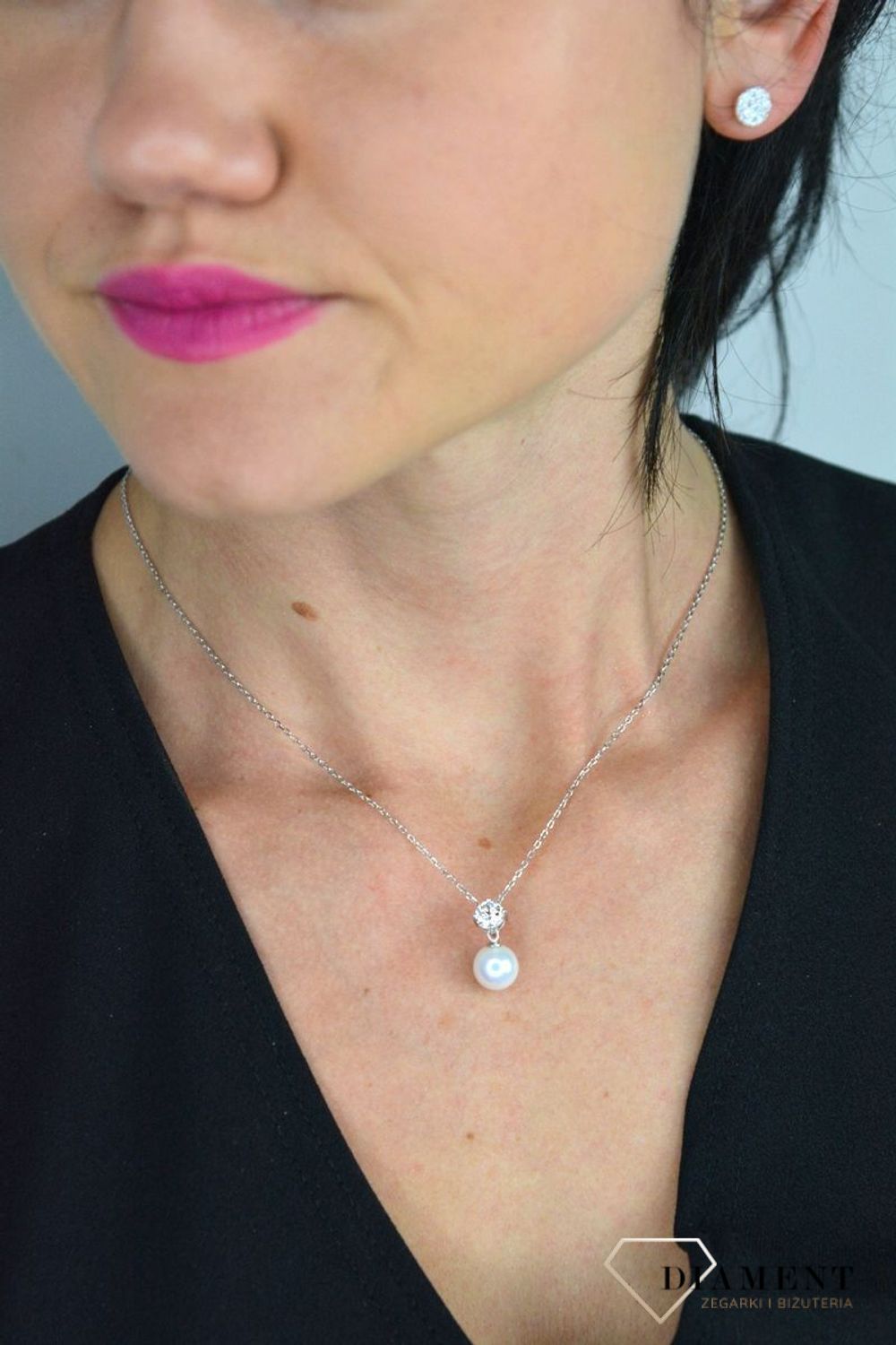 Naszyjnik srebrny biała perła z cyrkonią JMAS7003SN45.jpg