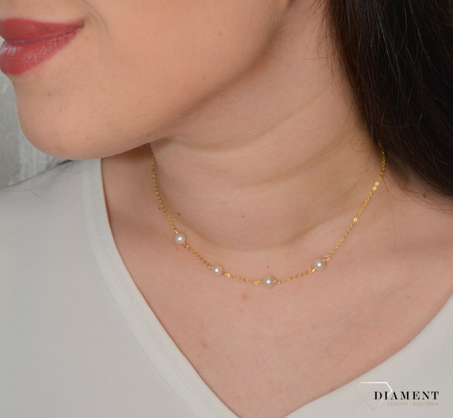 Srebrny naszyjnik pozłacany z naturalnymi perłami JMAS7029GN45.jpg