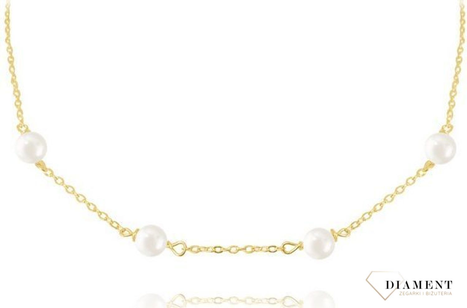 Srebrny naszyjnik pozłacany z naturalnymi perłami JMAS7029GN45.jpg