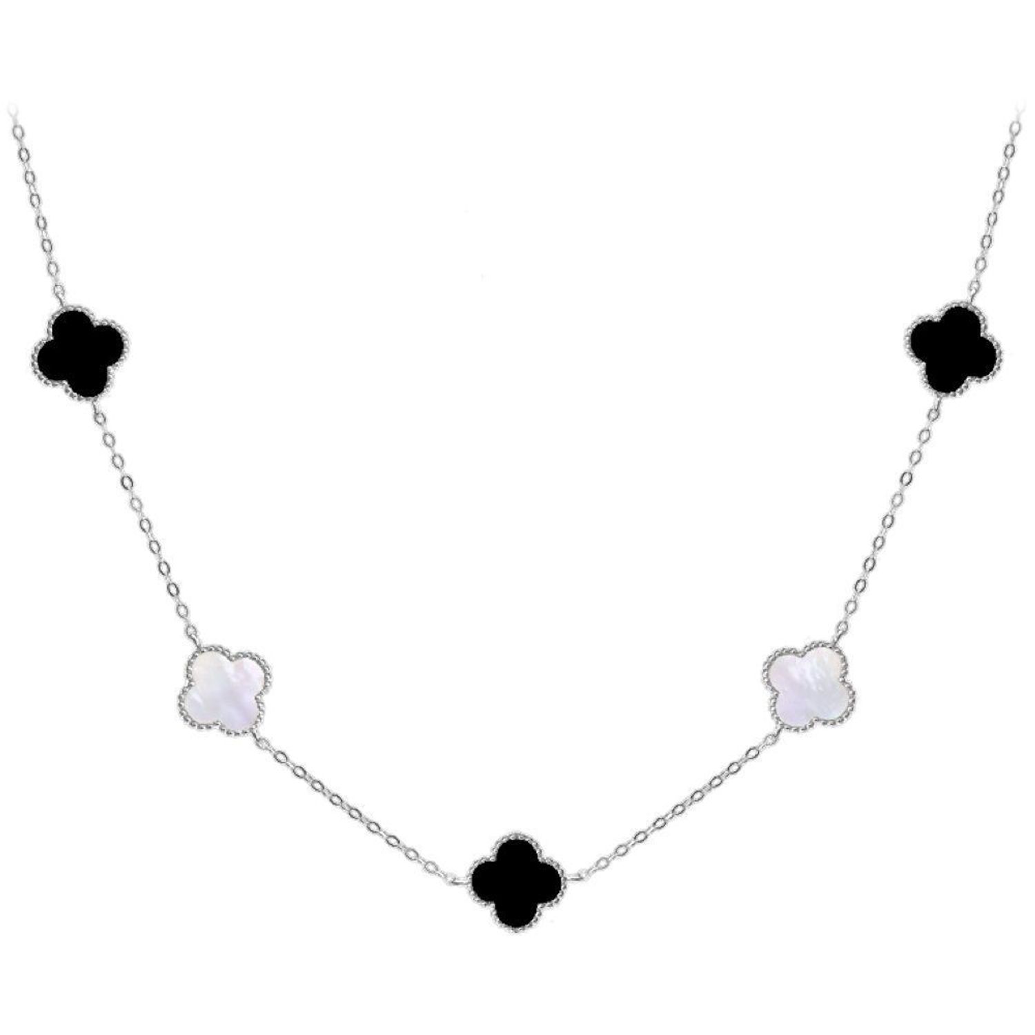 Srebrny naszyjnik damski 925 koniczynka z białą masą perłową i onyksem JMAS7043CN60 (2).jpg