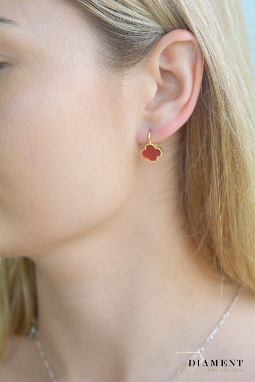 Srebrne kolczyki 925 koniczyny z agatem pozłacane JMAS7043RE00. Srebrne kolczyki damskie. Kolczyki srebrne pozłacane. Kolczyki srebrne z agatem. Kolczyki srebrne pozłacane z kamieniem naturalnym. Kolczyki koniczynki na prezent..jpg