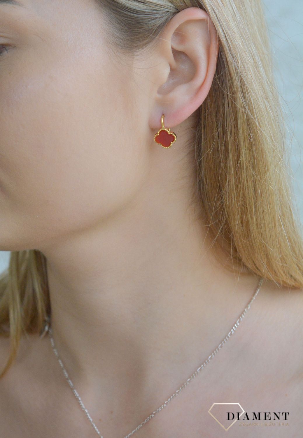 Srebrne kolczyki 925 koniczyny z agatem pozłacane JMAS7043RE00. Srebrne kolczyki damskie. Kolczyki srebrne pozłacane. Kolczyki srebrne z agatem. Kolczyki srebrne pozłacane z kamieniem naturalnym. Kolczyki koniczynki na prezent..jpg