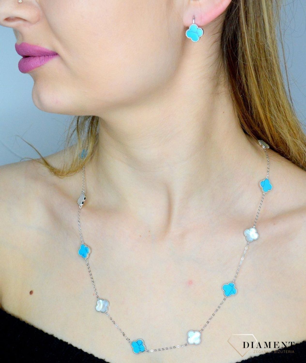 Srebrne kolczyki 925 koniczynki z turkusem JMAS7043TE00. Srebrne kolczyki damskie. Kolczyki damskie na bigiel. Kolczyki srebrne koniczynki. Kolczyki z turkusem. Kolczyki koniczynki na prezent..jpg