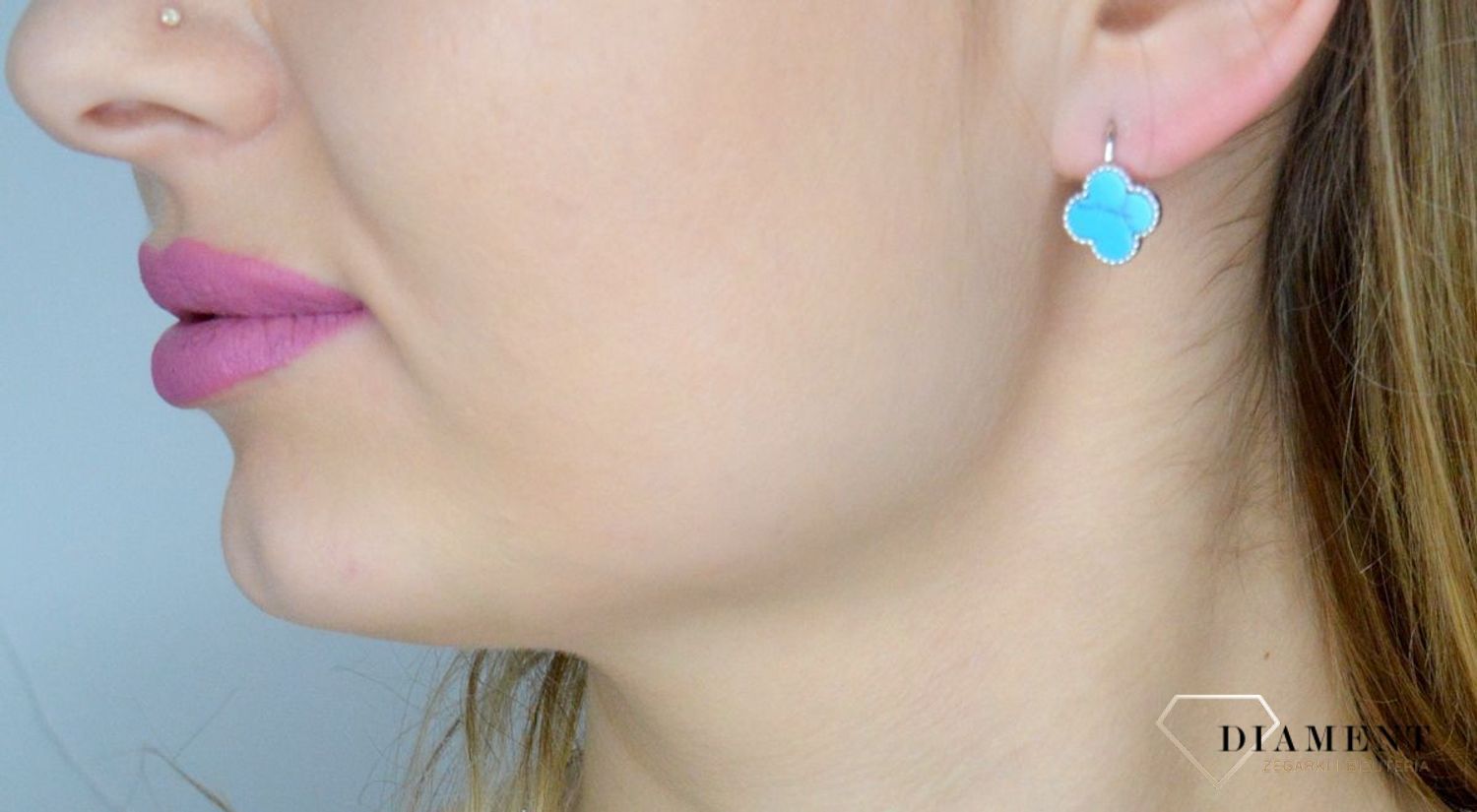 Srebrne kolczyki 925 koniczynki z turkusem JMAS7043TE00. Srebrne kolczyki damskie. Kolczyki damskie na bigiel. Kolczyki srebrne koniczynki. Kolczyki z turkusem. Kolczyki koniczynki na prezent..jpg