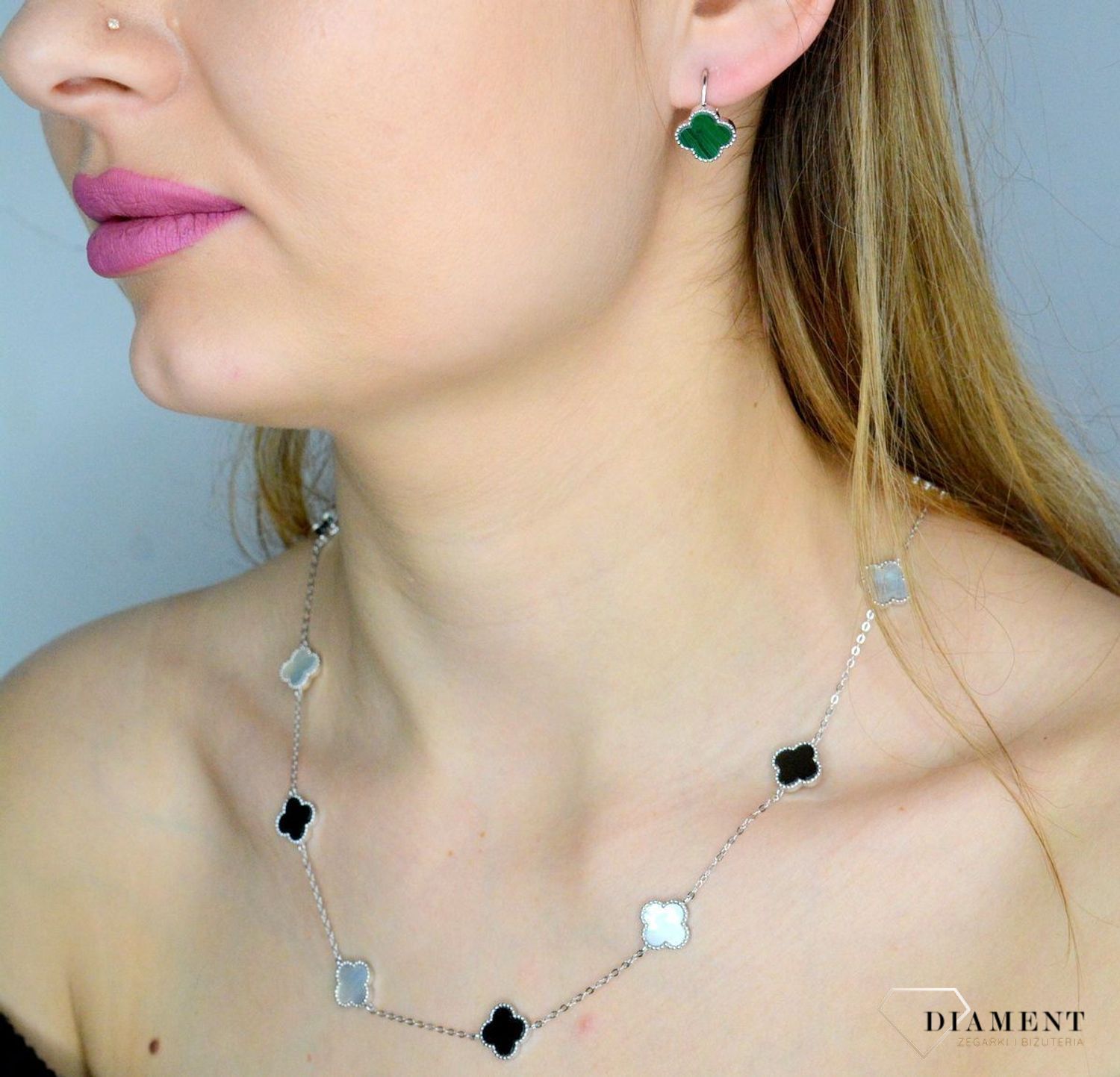 Srebrne kolczyki 925 koniczynki z malachitem JMAS7043ZE00. Srebrne kolczyki damskie. Kolczyki damskie na biegiel. Kolczyki srebrne koniczynki. Kolczyki z malachitem. Kolczyki koniczynki na prezent..jpg