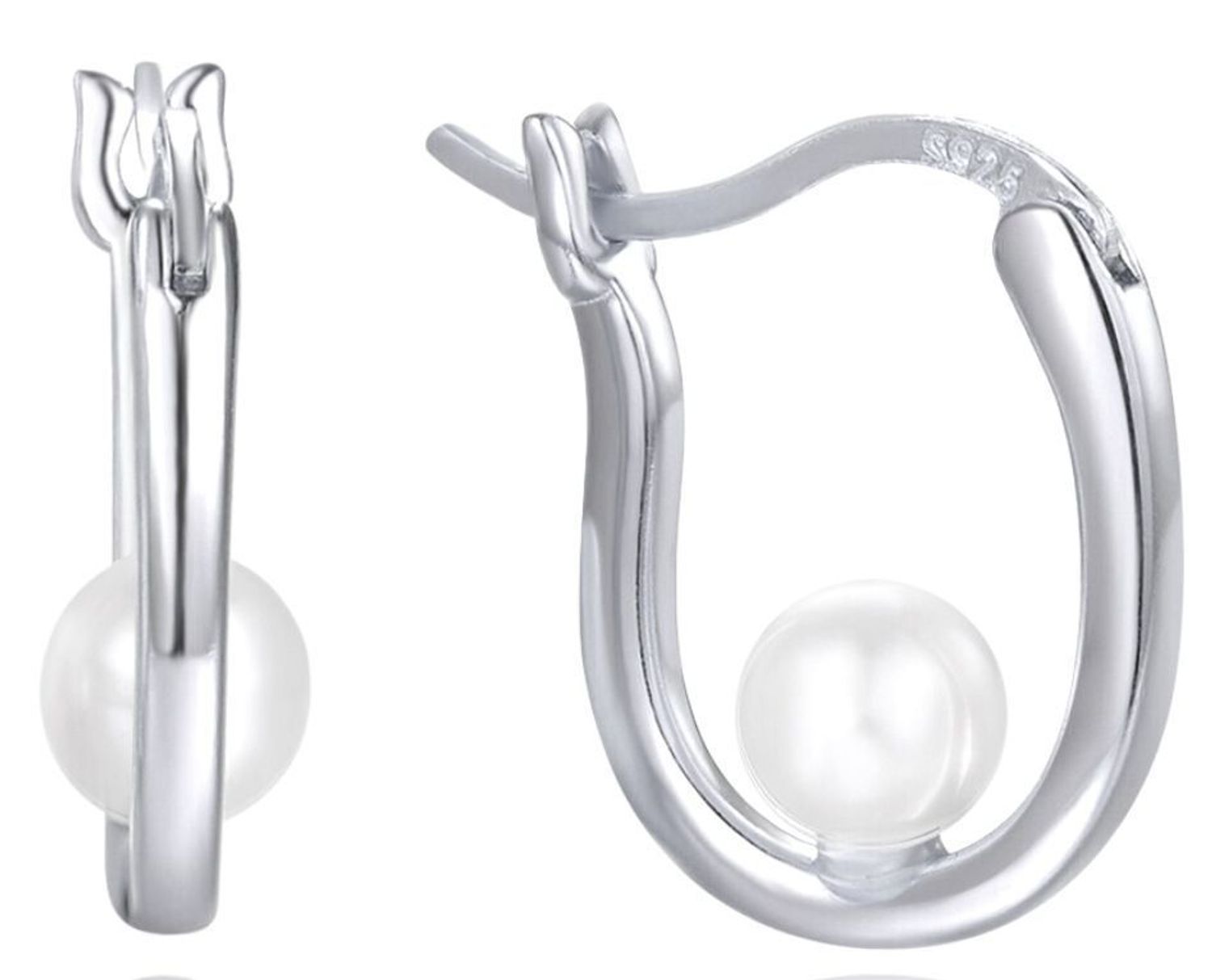 Eleganckie kolczyki srebrne damskie JMAS7049SE00 🐚 w stylu wiszącym, zdobione jedną małą perełką 5 mm. Srebro próby 925, długość 1,6 cm, szerokość 2 mm, zapięcie kreol. Subtelna biżuteria dla kobiet!1.jpg