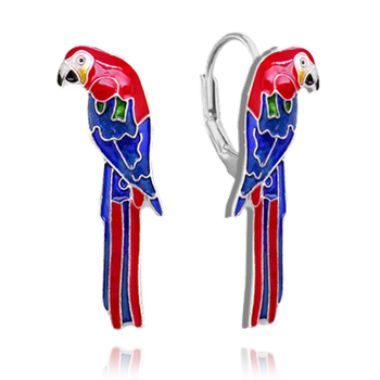 Srebrne kolczyki wiszące na lato Kolorowe Papugi JMAS8032SE00.png