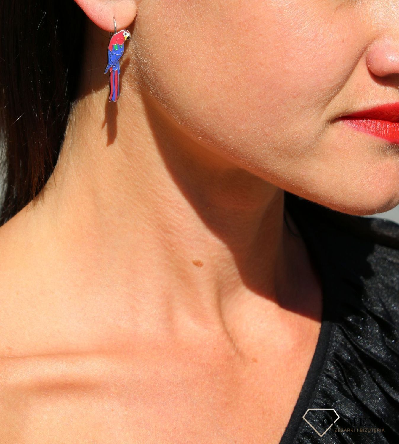 Srebrne kolczyki wiszące na lato Kolorowe Papugi JMAS8032SE00.png