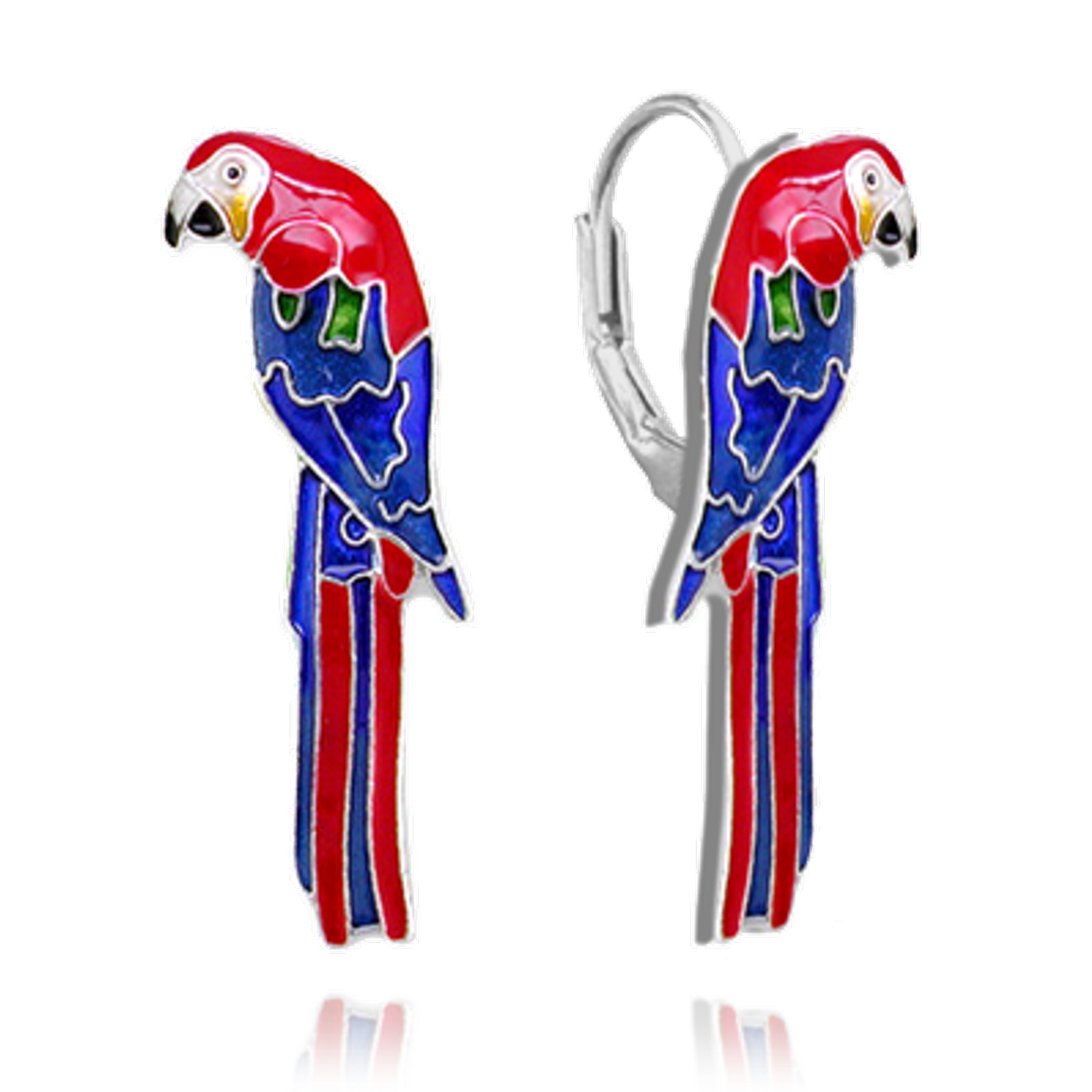 Srebrne kolczyki wiszące na lato Kolorowe Papugi JMAS8032SE00.png