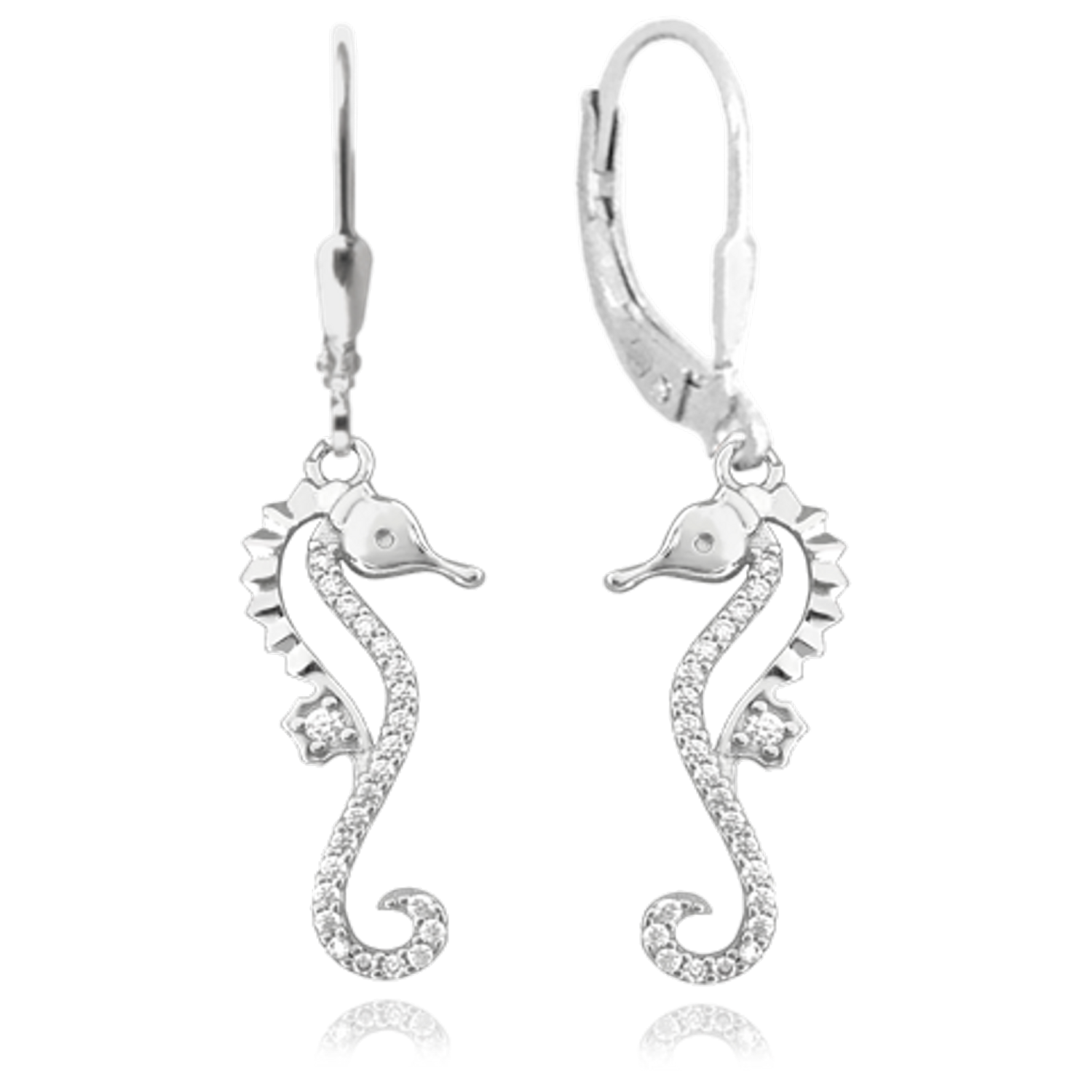 Kolczyki srebrne wiszące na angielskie zapięcia z motywem konika morskiego z cyrkoniami JMAS8034SE00. Kolczyki na lato 🌞.png