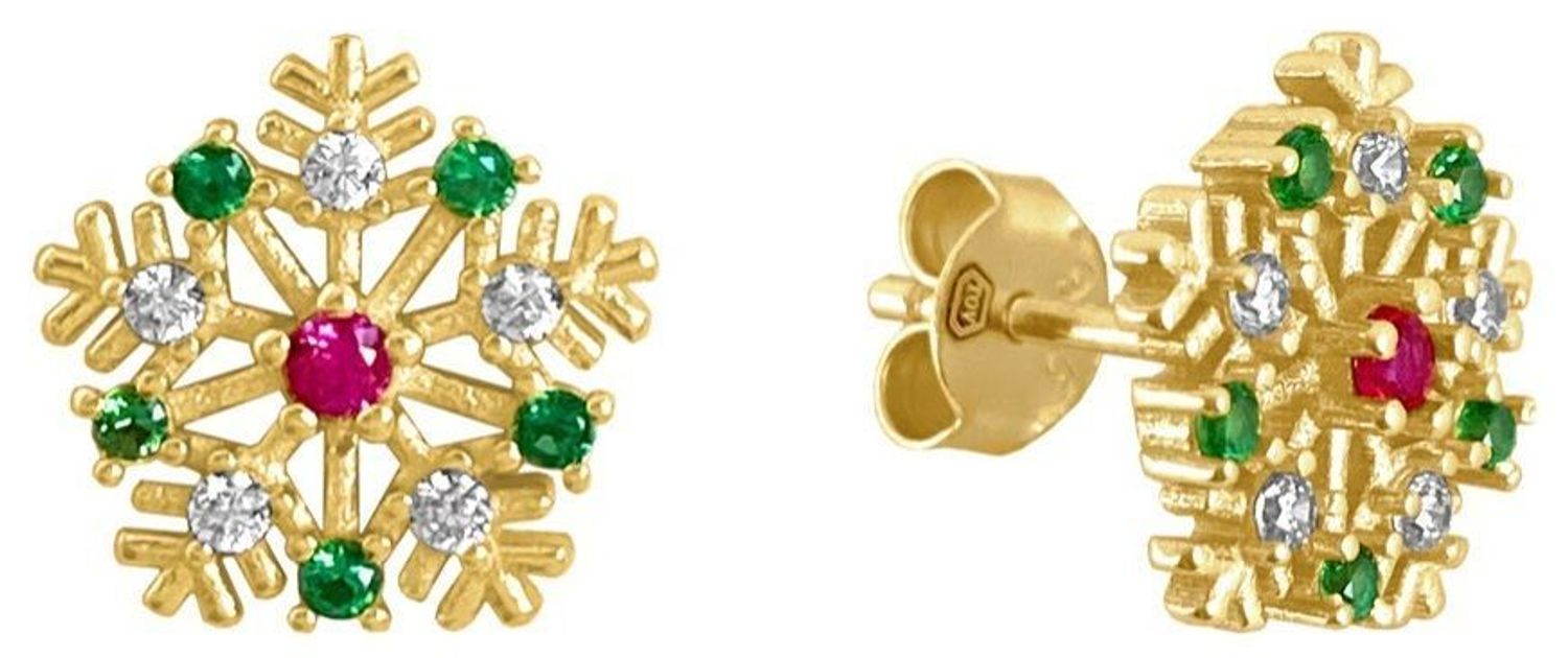 Kolczyki srebrne pozłacane PŁATKI ŚNIEGU z kolorowymi cyrkoniami JMAS8038GE00 Srebrne kolczyki zostały wykonane z najwyższej jakości srebra próby 925. Idealny prezent dla każdej kobiety. 2.jpg