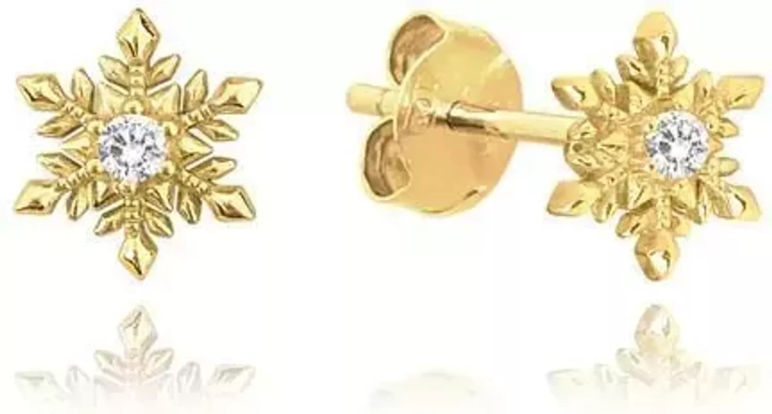 Kolczyki srebrne pozłacane śnieżynki próba 925, JMAS8045GE00 Srebrne kolczyki zostały wykonane z najwyższej jakości srebra próby 925. Idealny prezent dla każdej kobiety. Srebrne kolczyki posiadają 11.webp