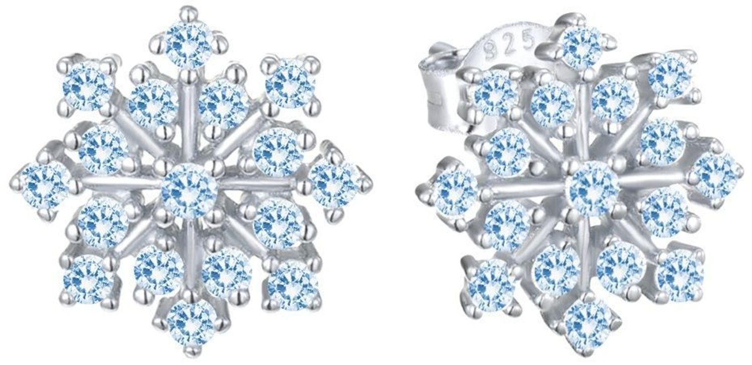 Kolczyki srebrne kolczyki damskie 925 śnieżynki z niebieską cyrkonią na sztyft JMAS8055AE00 Srebrne kolczyki zostały wykonane z najwyższej jakości srebra próby 925. Idealny prezent dla każdej kobiety..jpg