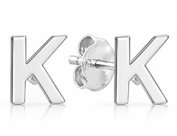Srebrne kolczyki damskie litera „K” MINET – srebro 925 (2).jpg