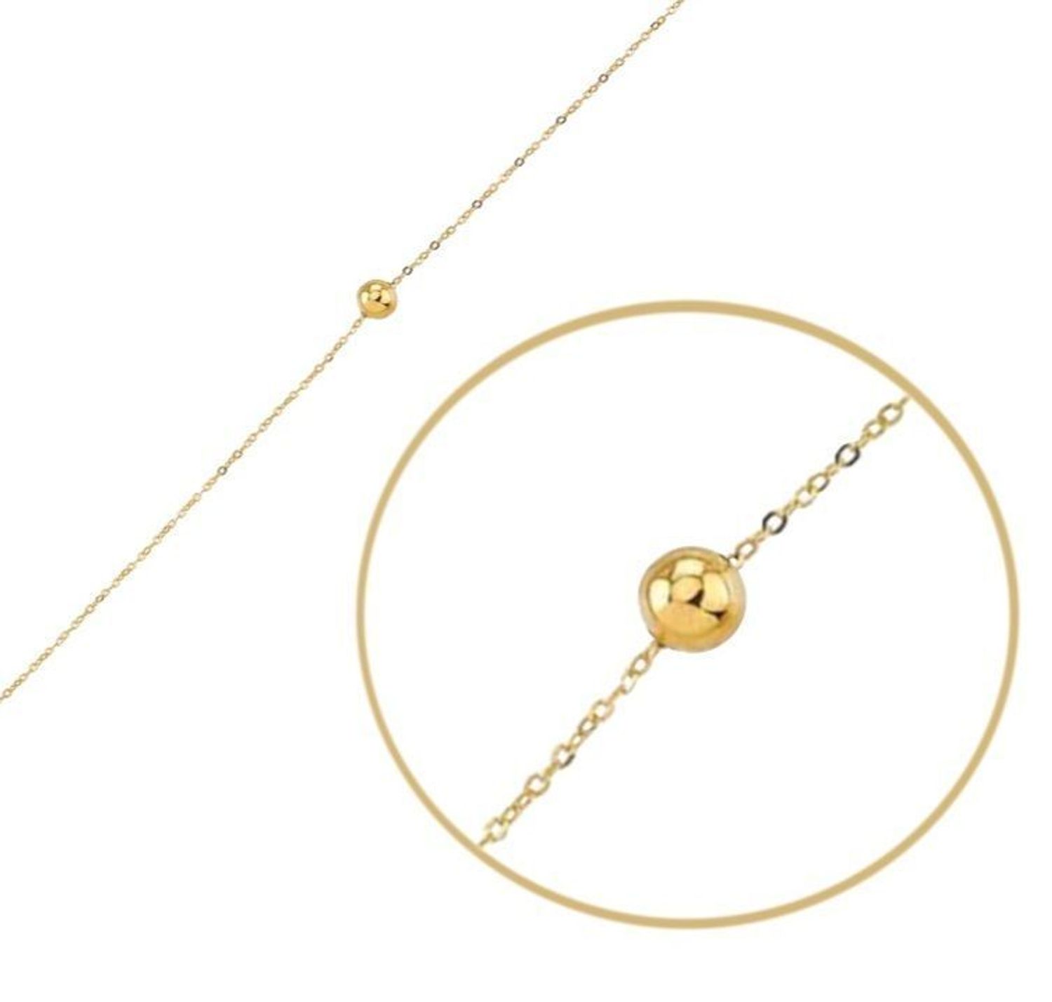 Bransoletka złota damska z kuleczką próba 585, JMG0048WGB Bransoletka to idealny pomysł na prezent. Złota bransoletka z perłowymi koniczynkami. Bransoletka o oryginalnym wzorze ładnie układającym się na ręce. 5.jpg